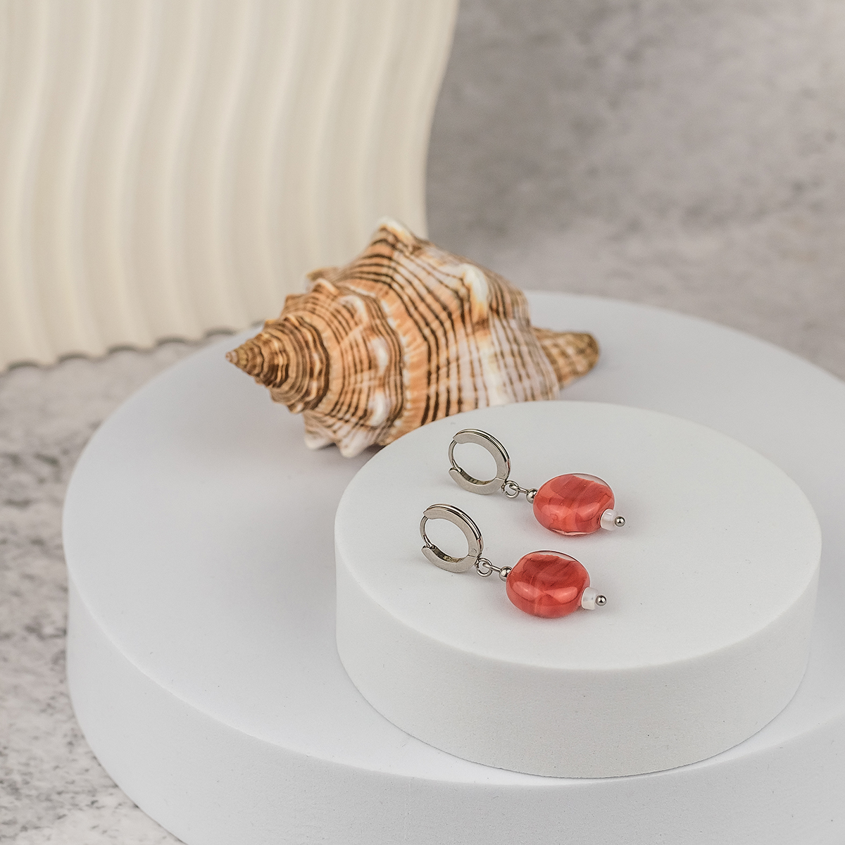 Серьги из муранского стекла VANILA CORALL LS3541