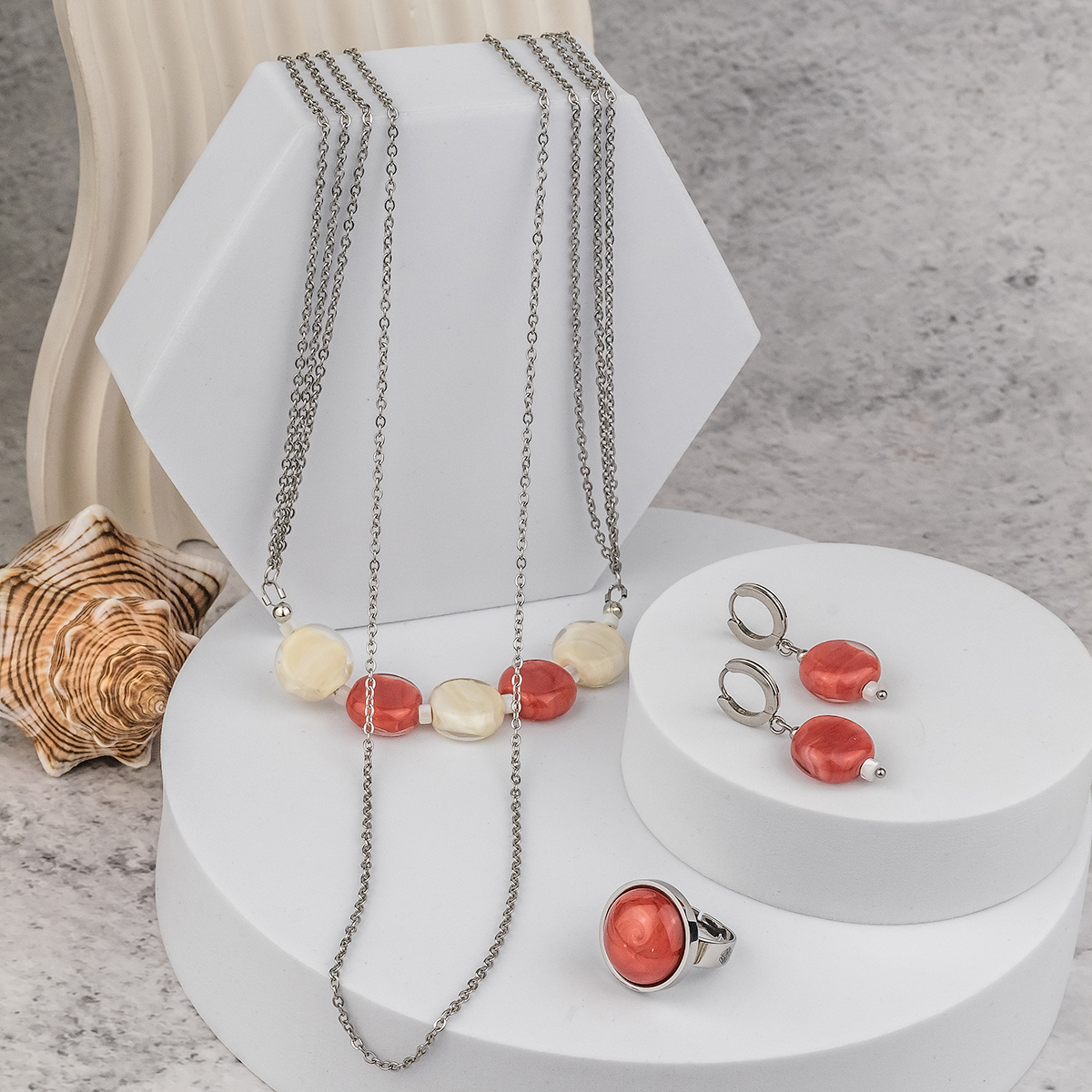 Серьги из муранского стекла VANILA CORALL LS3541