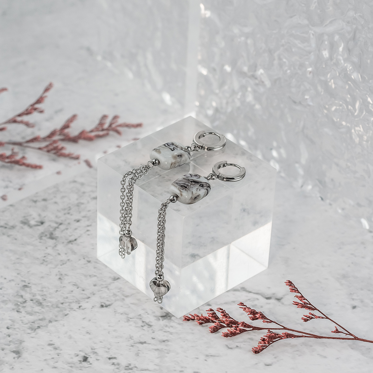Серьги из муранского стекла GREY CUT LC3471