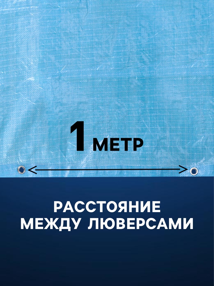 Тент защитный, 2×3 м, плотность 75 г/м², УФ, люверсы шаг 1 м, голубой