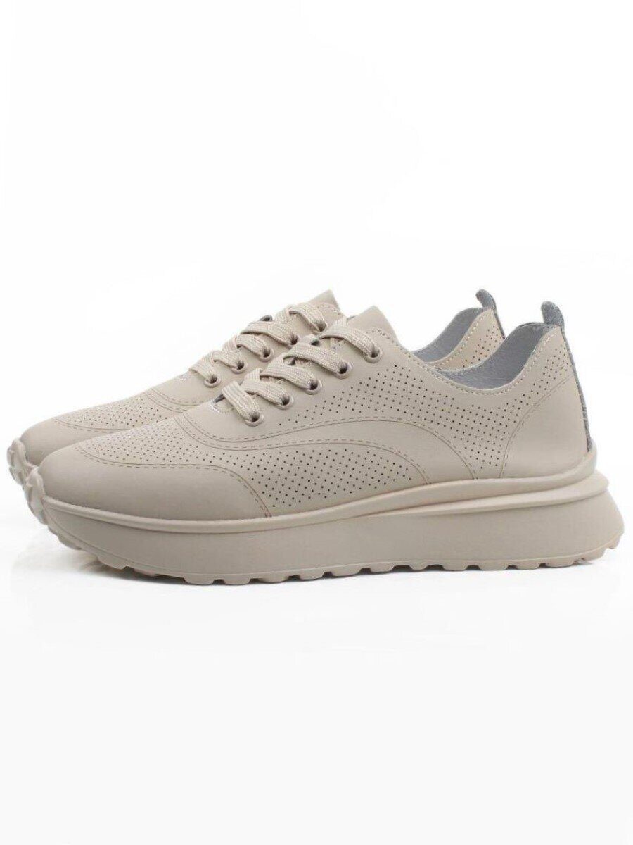 03-YH595-3 DK. BEIGE Кроссовки летние женские (натуральная кожа)