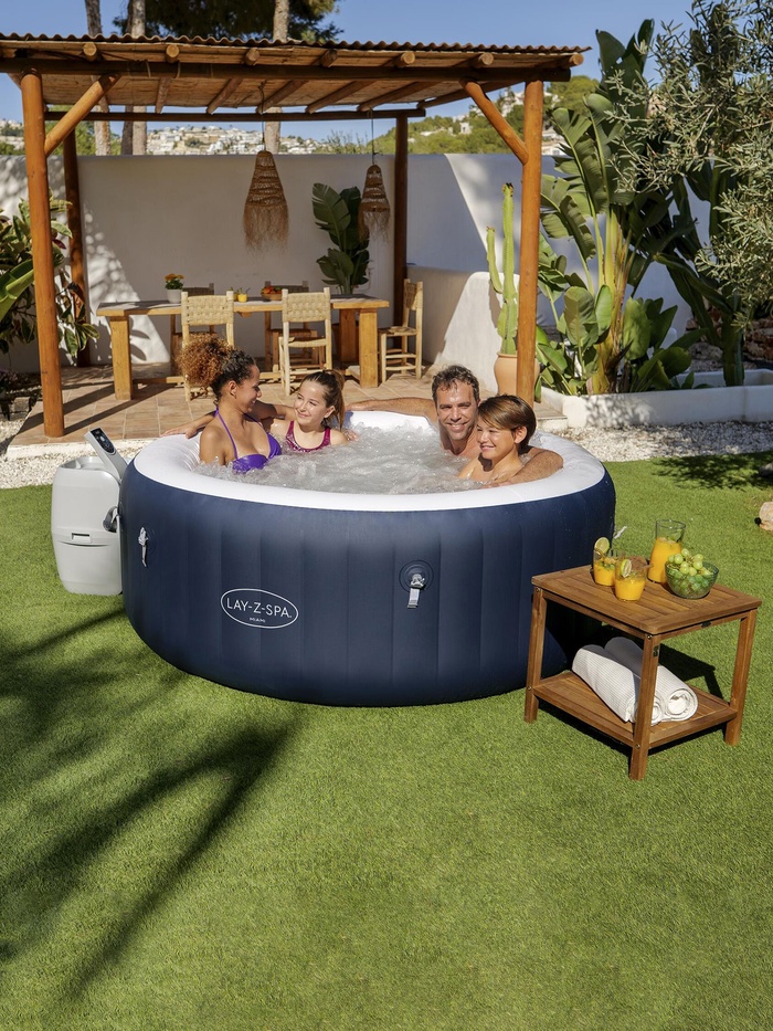 Спа - бассейн Miami EnergySense AirJet 4 Dark Blue, 180×66 см, фильтр-насос, тент, дозатор для химии, аэромассаж, круглый, 6001C Bestway