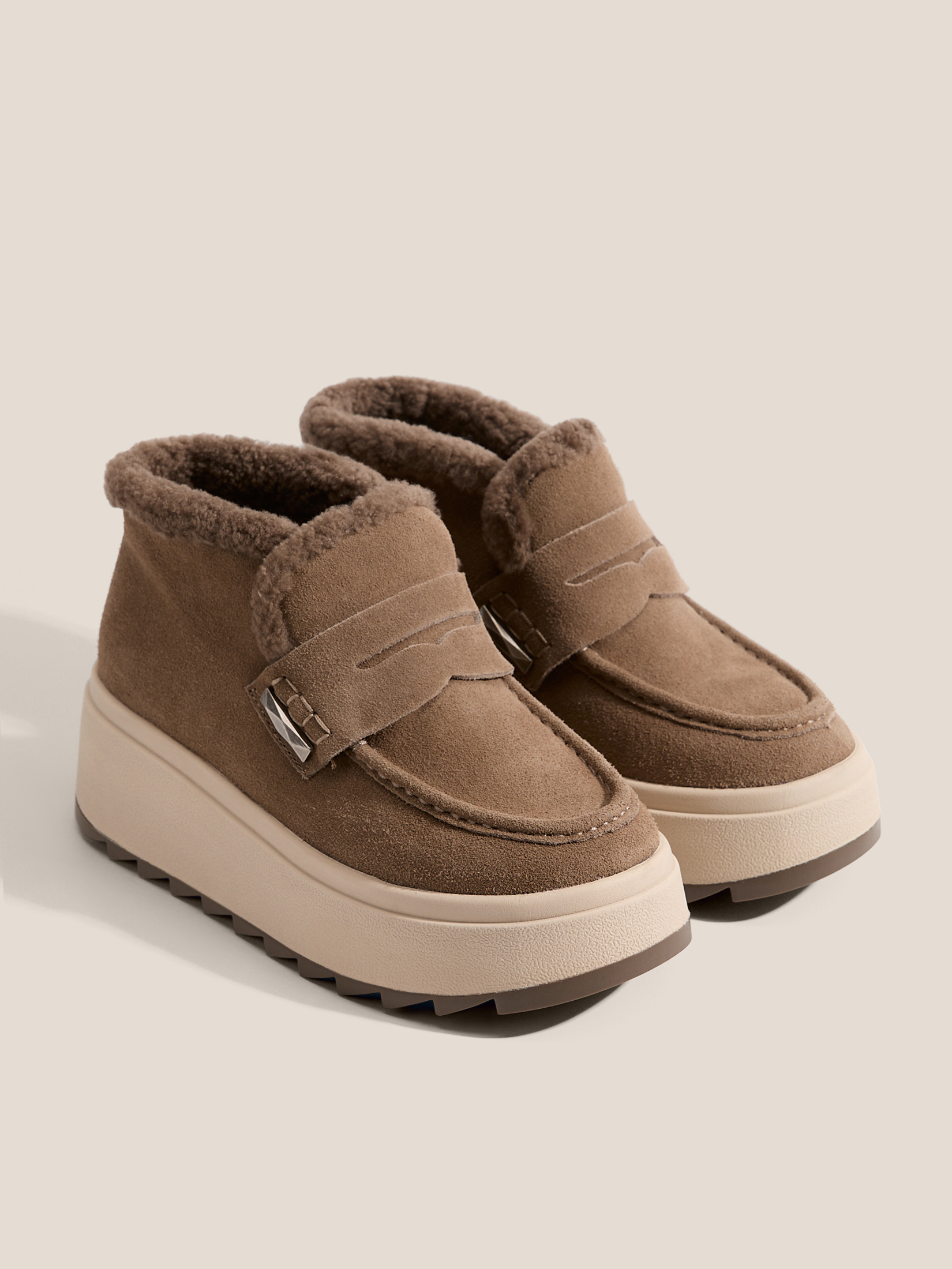 Женские высокие лоферы TENDANCE 4841390, серо-коричневый