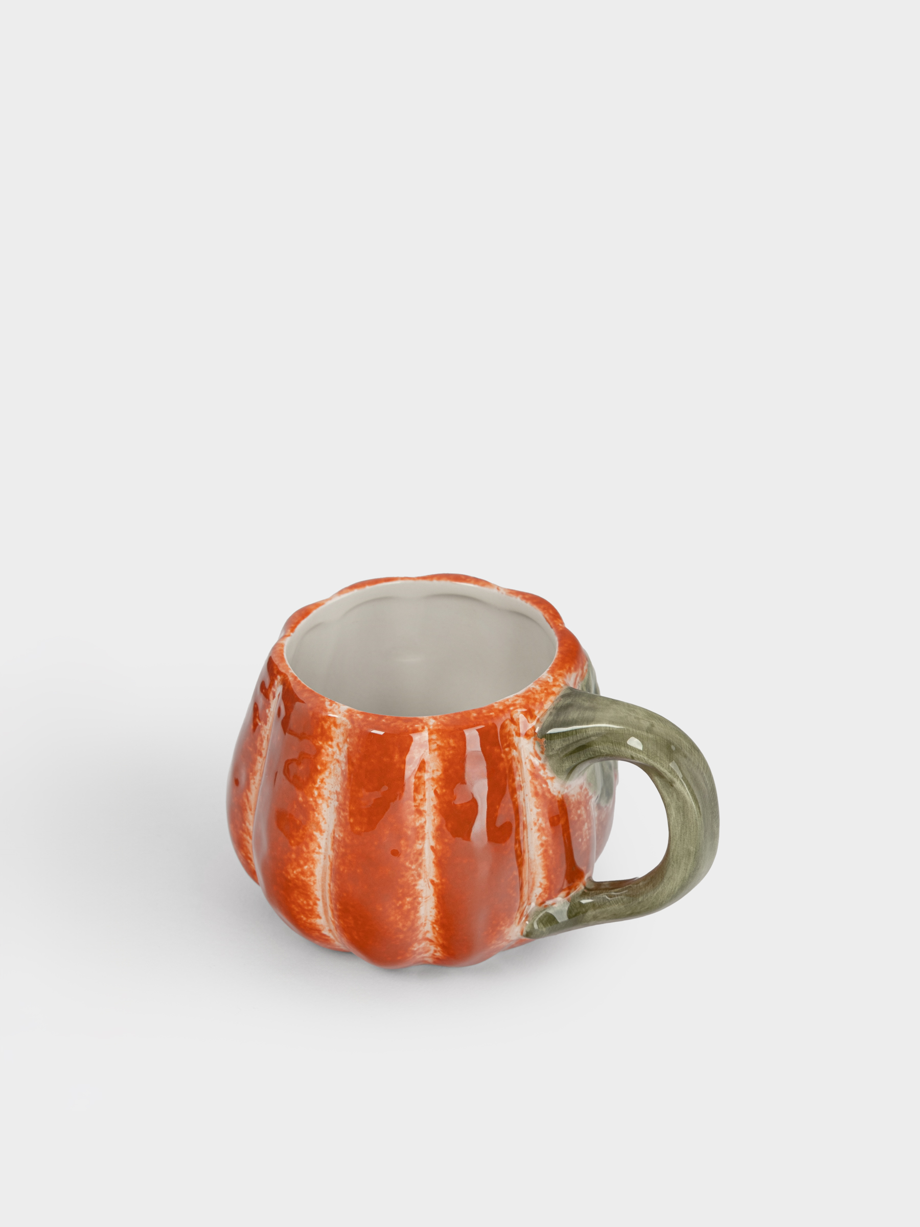 Кружка, 440 мл, керамика D, оранжево-зеленая, Тыква с листом, Bright pumpkin