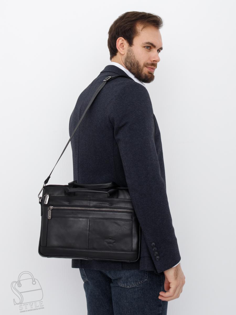 Портфель мужской кожаный 33772Z black Zinimsk