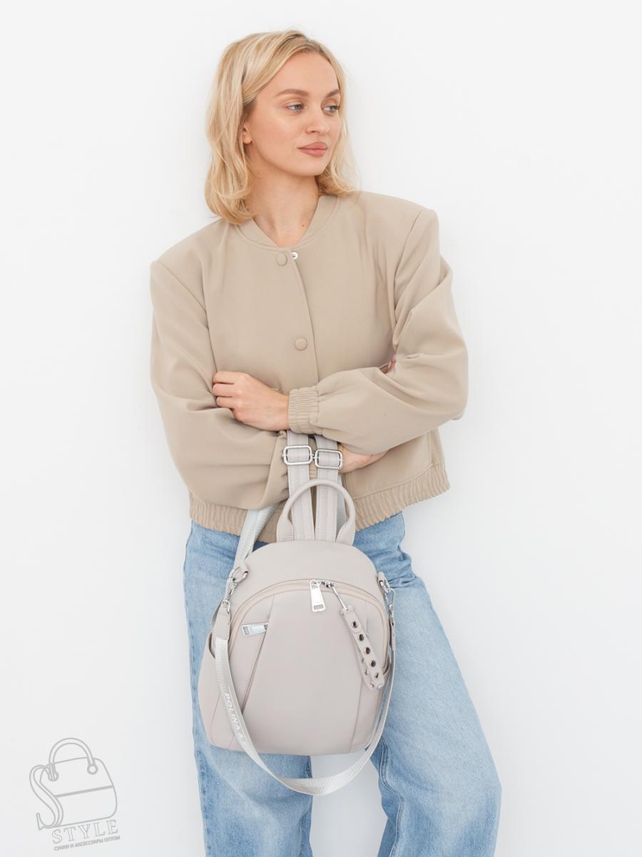 Рюкзак женский кожаный 19017 gray white Polina&Eiterou