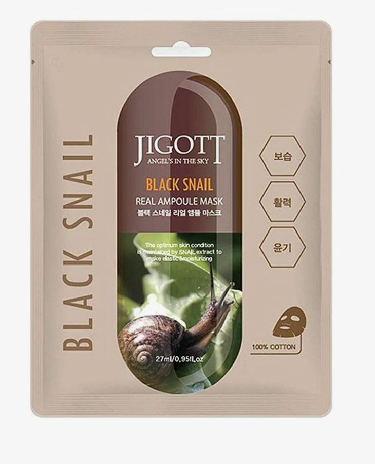 Маска тканевая для лица МУЦИН УЛИТКИ BLACK SNAIL Real Ampoule Mask, 27 мл