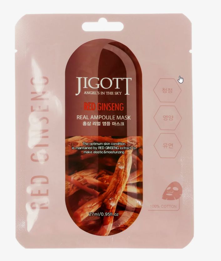 Маска тканевая для лица ЖЕНЬШЕНЬ RED GINSENG Real Ampoule Mask, 27 мл