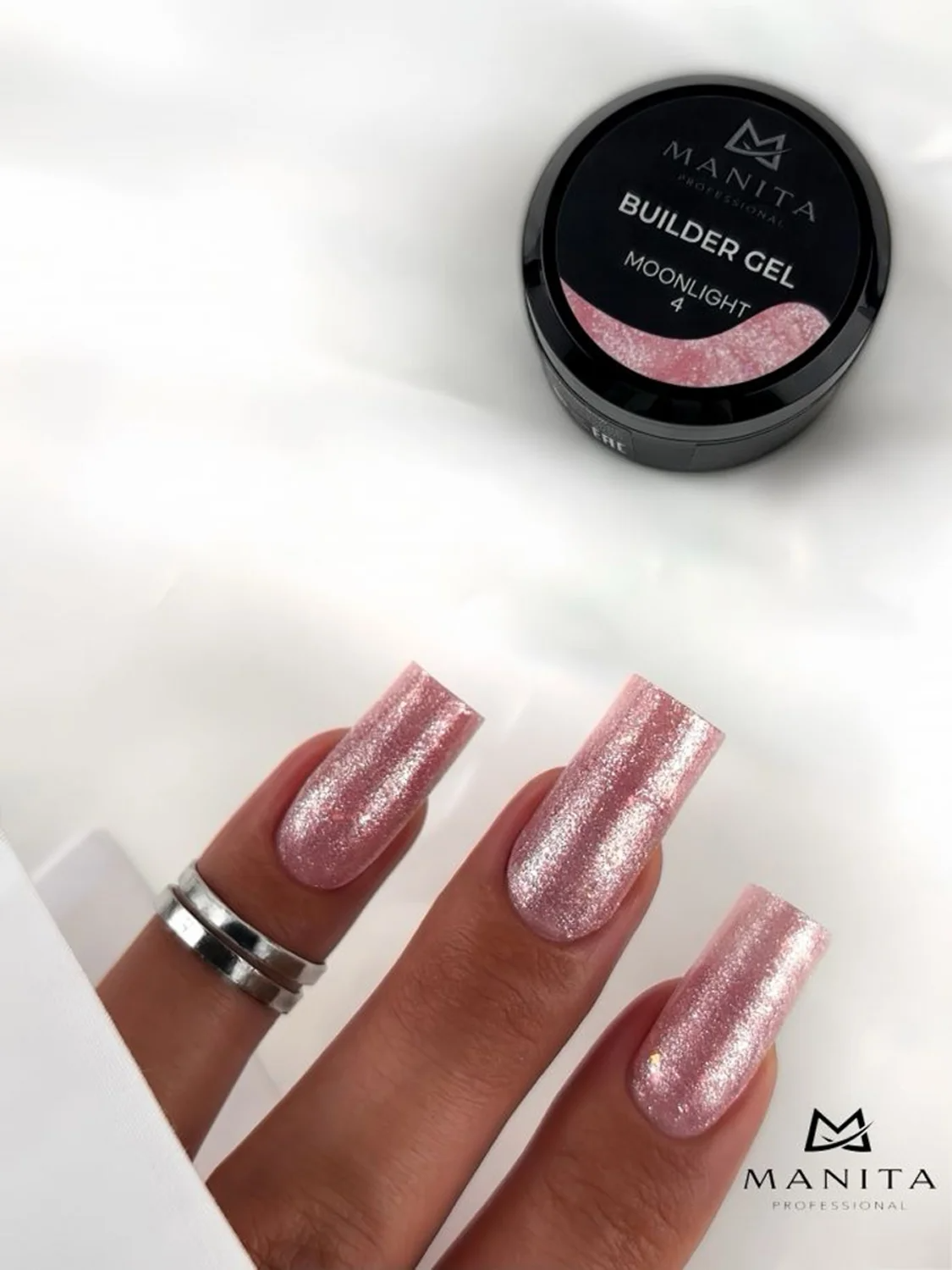 MANITA Гель моделирующий для ногтей с хлопьями юки / Builder Gel Moonlight №04, 15 мл 28227