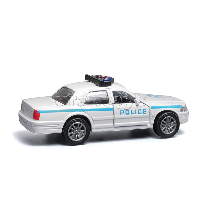 Белая с синей полосой инерционная машинка полицейская die-cast , 1:32