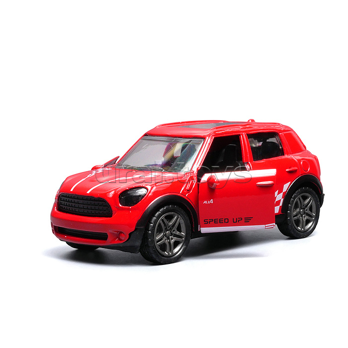 Красная с белым рисунком инерционная машинка die-cast , 1:32