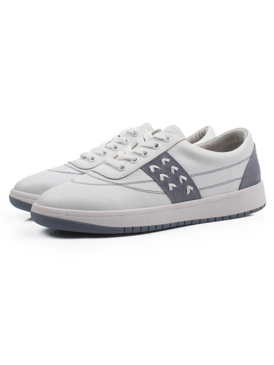 03-YA345-1 WHITE/BLUE Полуботинки спортивные женские (натуральная кожа, натуральная замша)