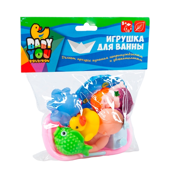 525 р. 999 р. Набор игрушек для купания, BONDIBON, пупс, ванночка, круг, русалка, осьминог, рыбка, уточка.