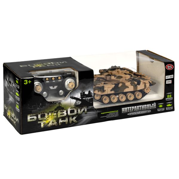 1745 р. 5538 р. Боевой танк на ик-управлении Play Smart, Full Func, аккум./ адаптер, BOX 49,5x15x14,5 см, коричневый