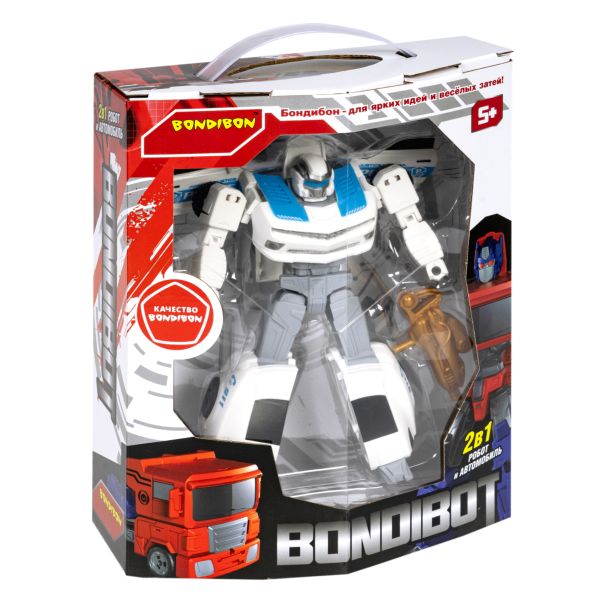 568 р. 1201 р. Трансформер 2в1 BONDIBOT Bondibon робот-автомобиль, белая полиция, BOX 20,5x24,5х9 см, арт. M7412-17