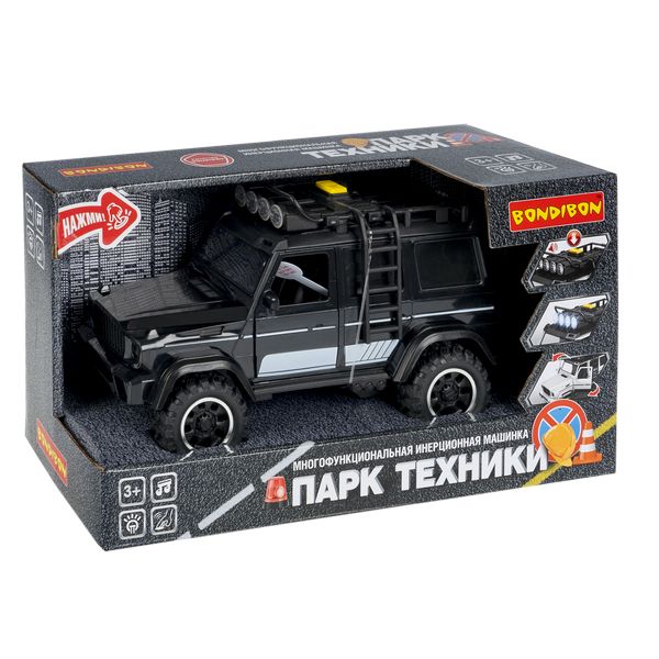 996 р. 2107 р. Многофункциональная инерционная машинка Bondibon «ПАРК ТЕХНИКИ», чёрный джип, BOX