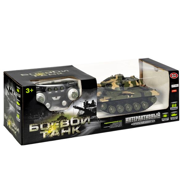 1743 р. 5533 р. Боевой танк на ик-управлении Play Smart, Full Func, аккум./ адаптер, BOX 49,5x15x14,5 см, зелёный ха