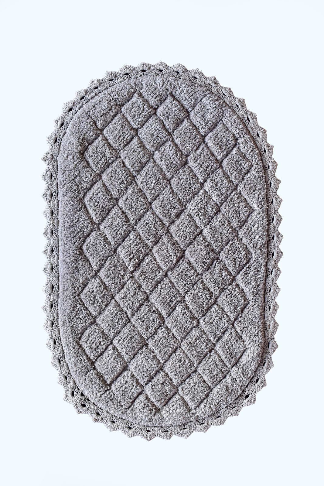 Флоренс (серая) Коврик для ванной кружевной 60х100