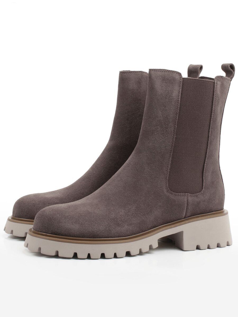 01-XXP763-18 GREY/BEIGE Ботинки демисезонные женские (натуральная замша, байка)