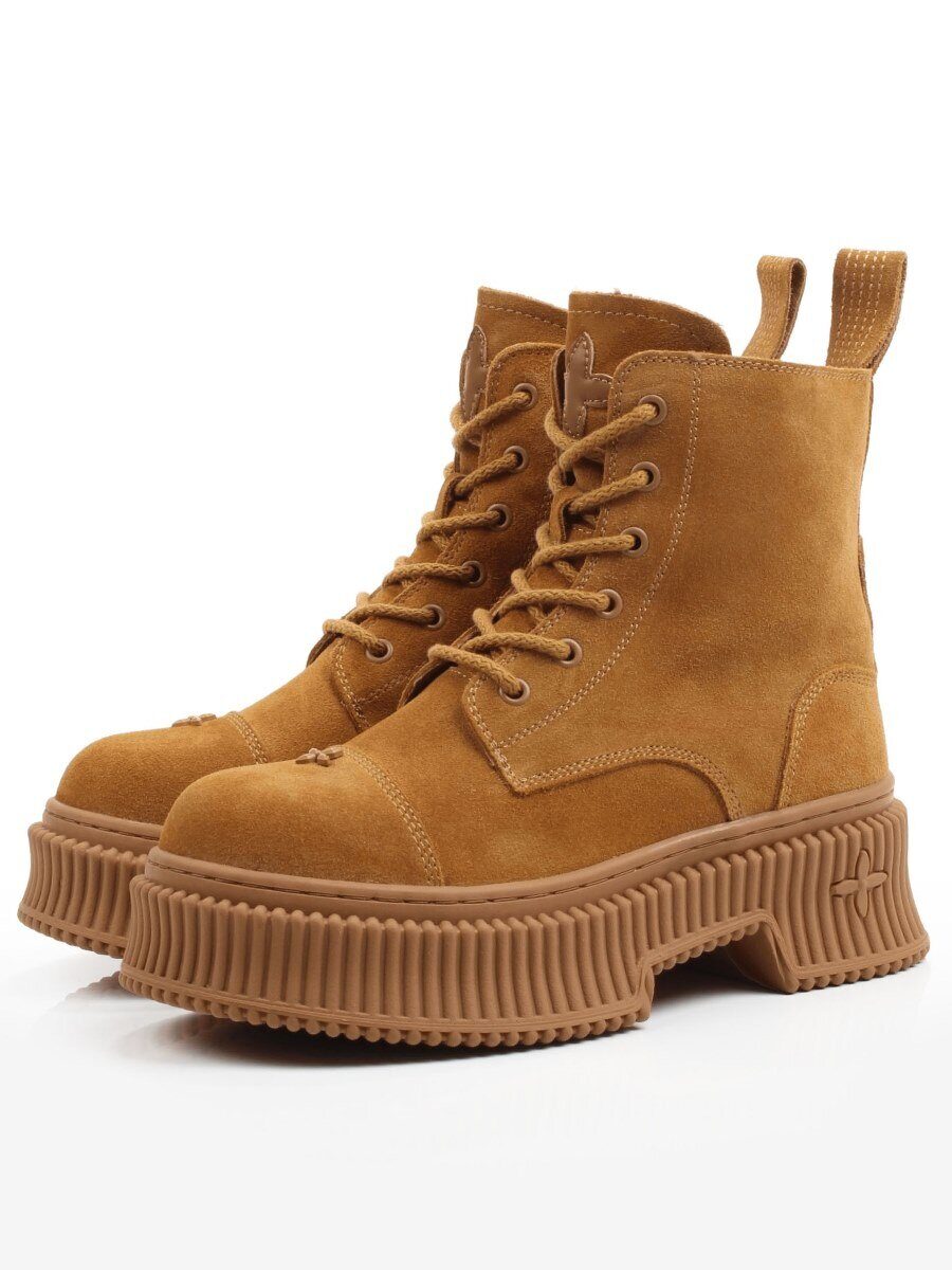 01-WXP610-33 YELLOW/BROWN Ботинки демисезонные женские (натуральная замша, байка)