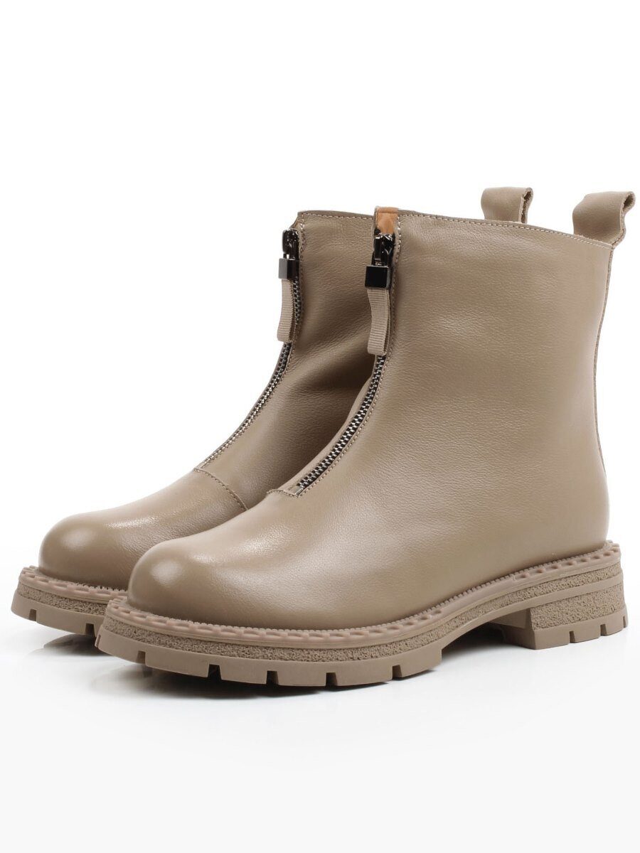 01-WXP502-33 DK. BEIGE Ботинки демисезонные женские (натуральная кожа, байка)