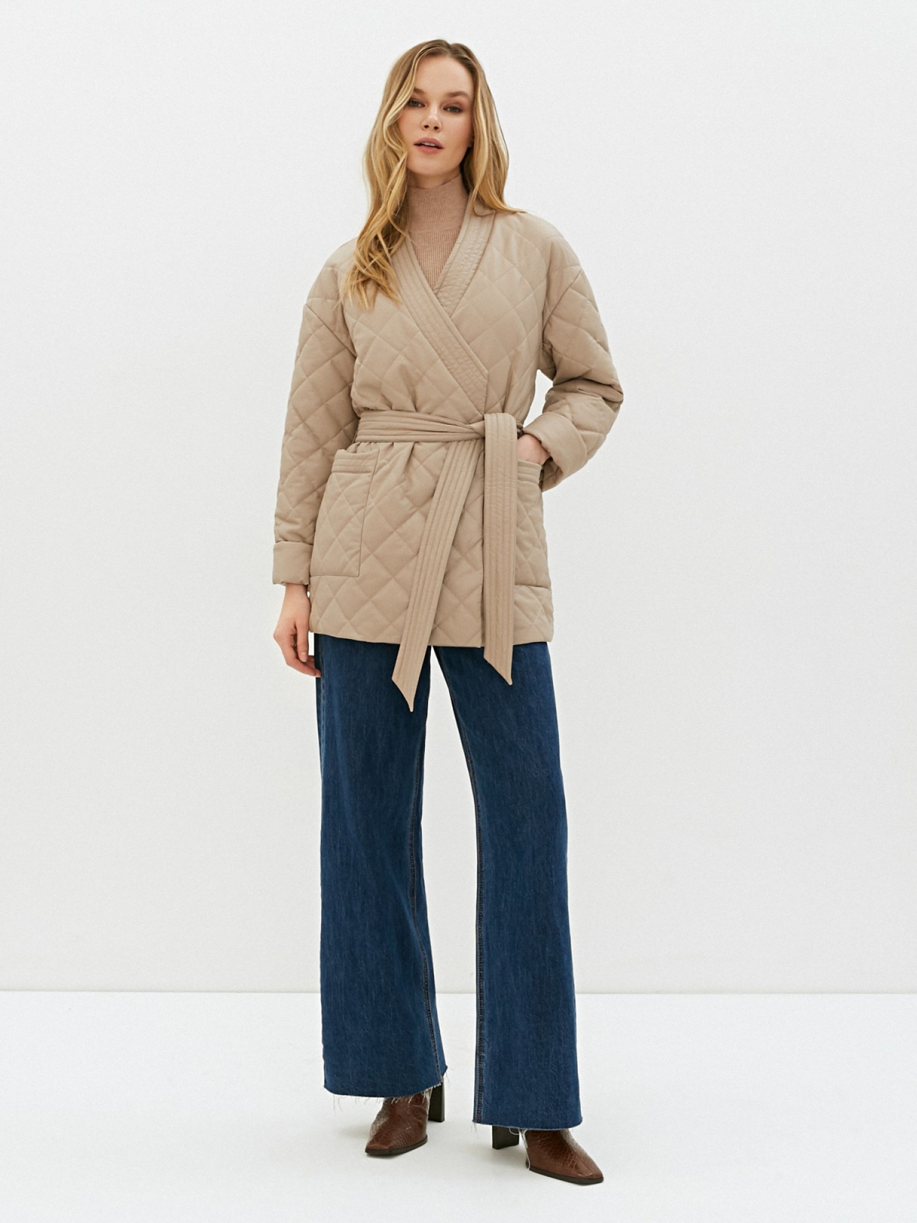 Утепленное Полупальто SS 220105 - cold sand