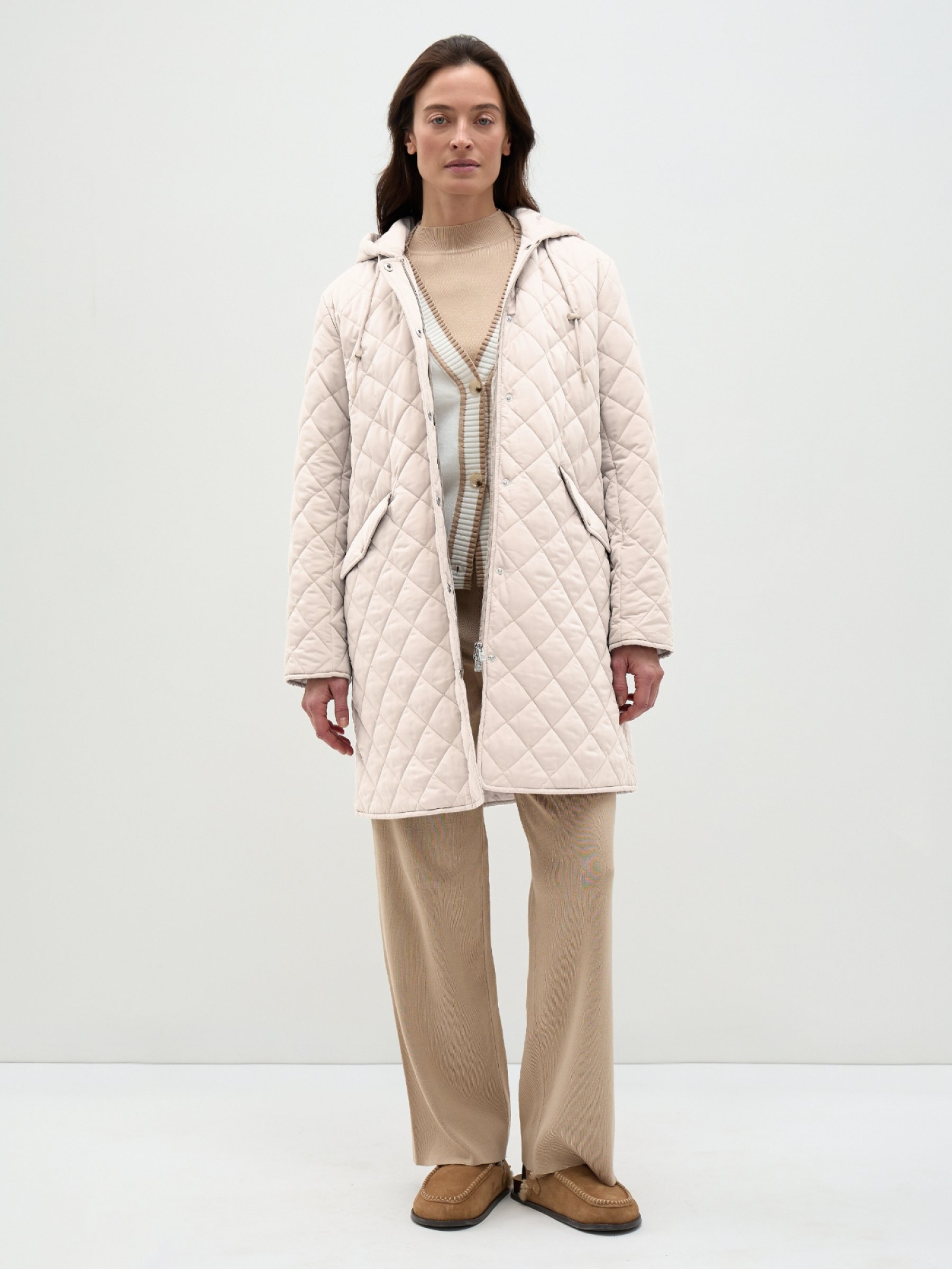 Утепленное полупальто SM 240104 - light grey