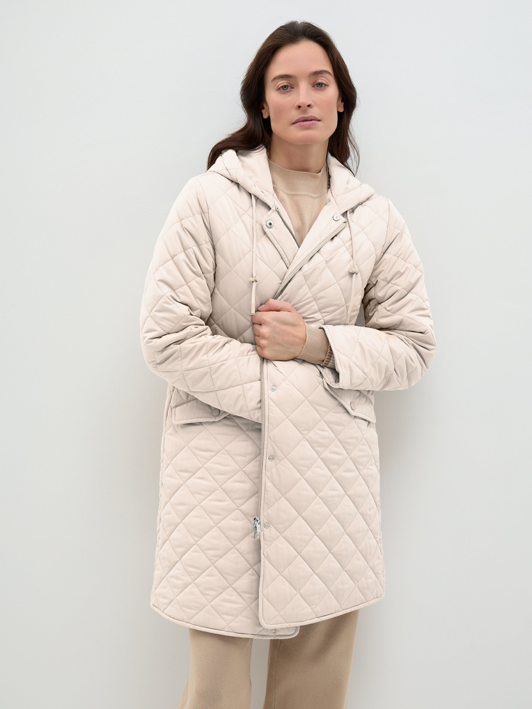 Утепленное полупальто SM 240104 - light grey