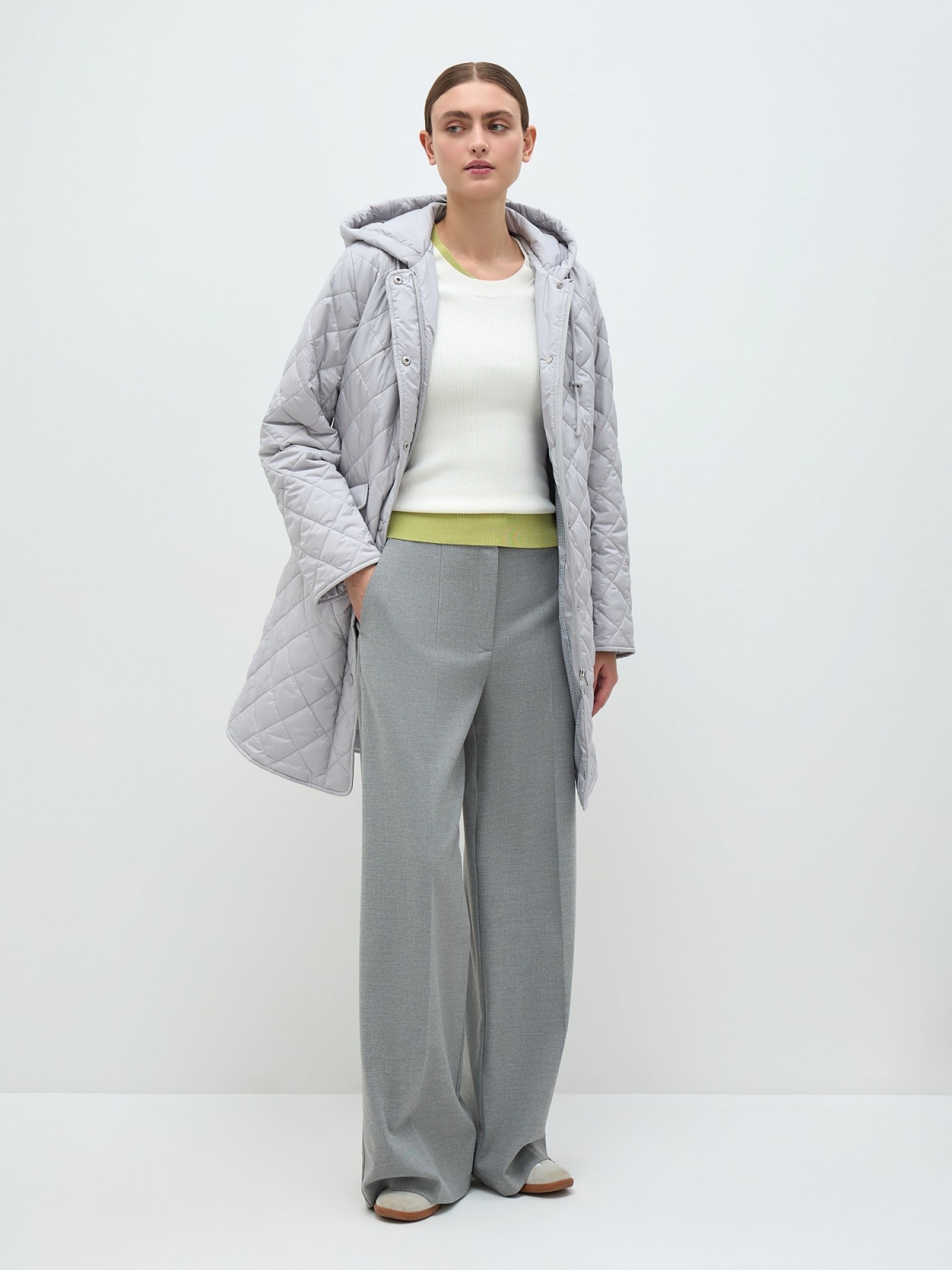 Утепленное полупальто SM 240104 - light grey