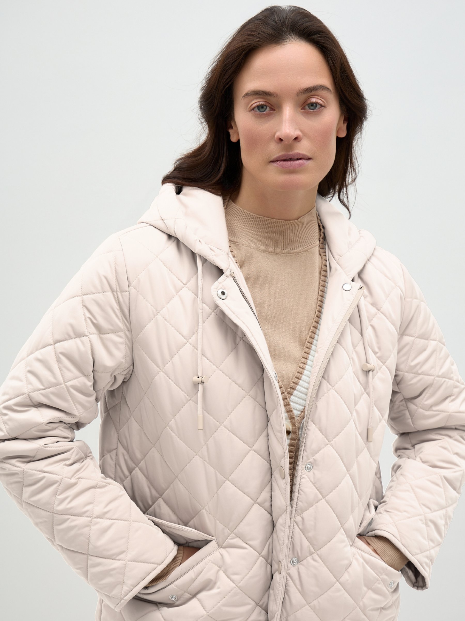 Утепленное полупальто SM 240104 - light grey