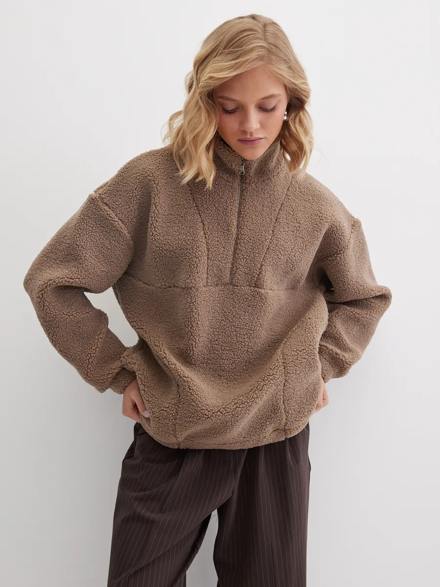Толстовка oversize 26234-542 кофейный