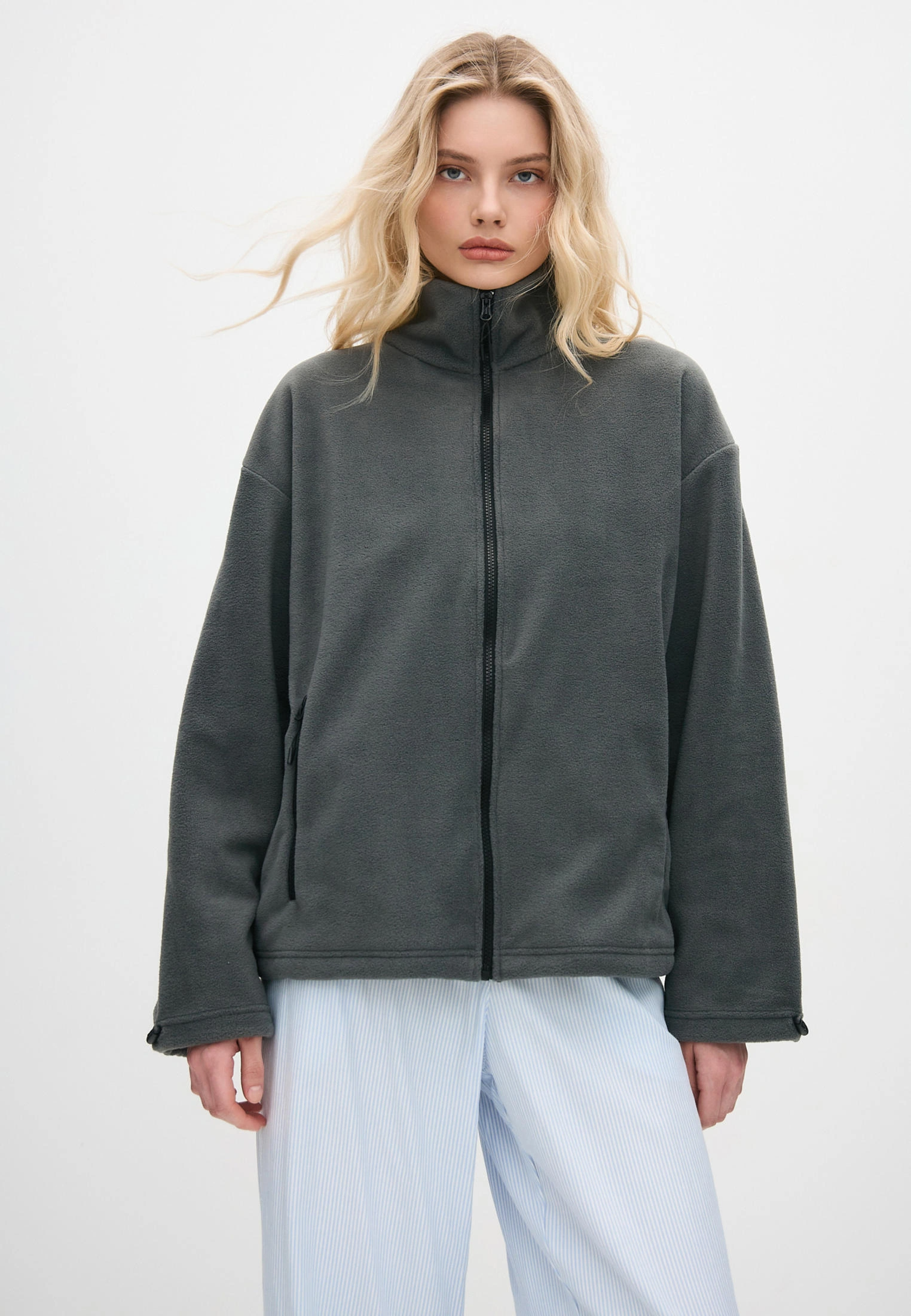 Толстовка oversize 26234-545 флис темно-серый