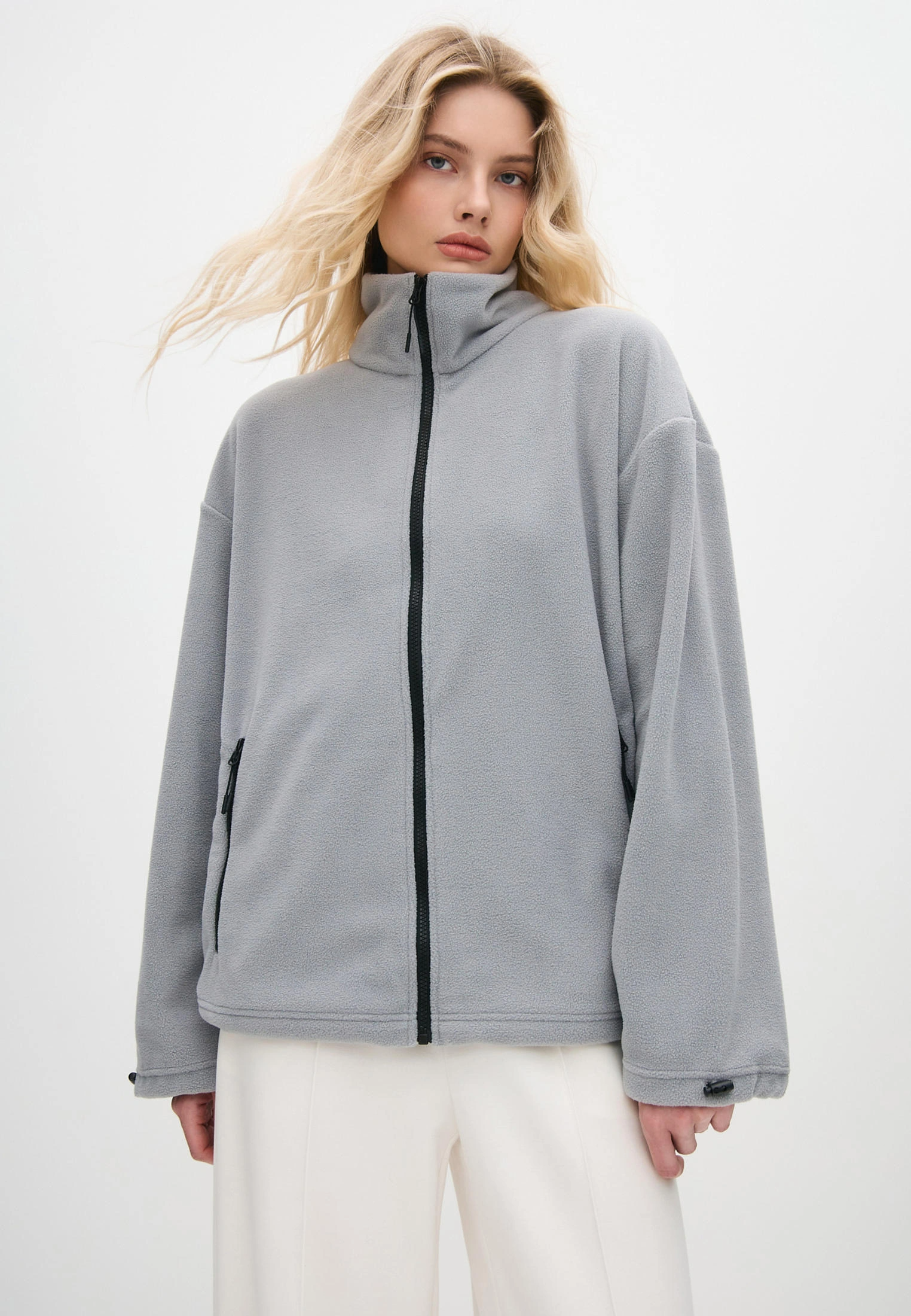 Толстовка oversize 26234-545 флис серый