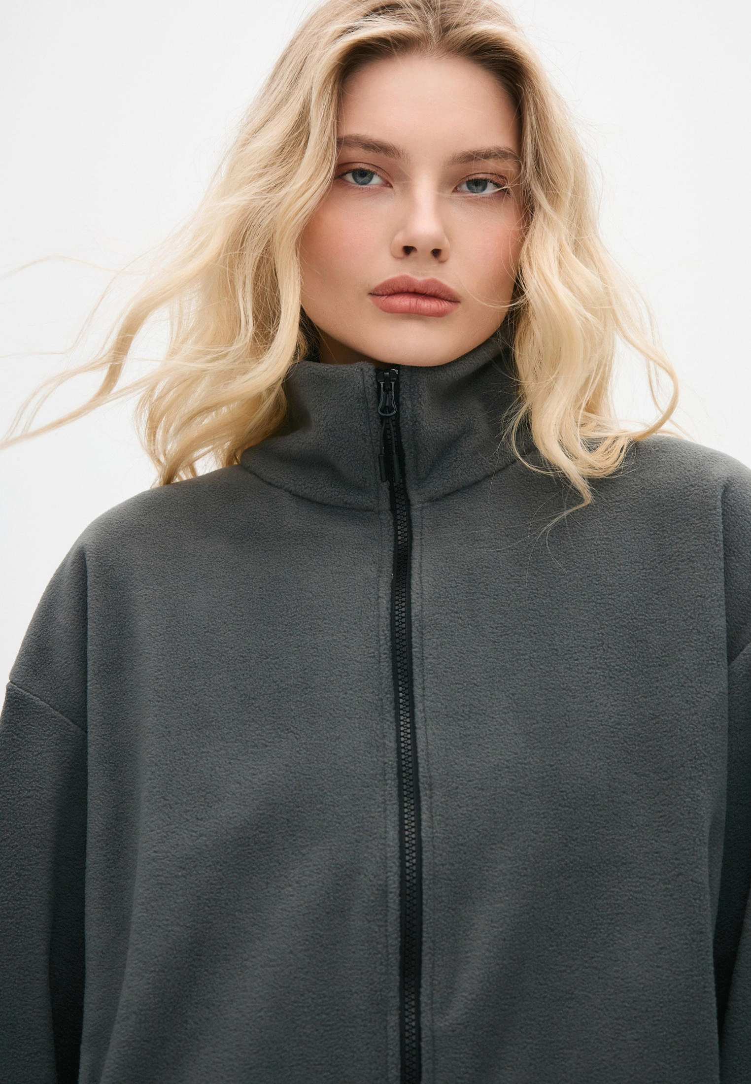 Толстовка oversize 26234-545 флис темно-серый