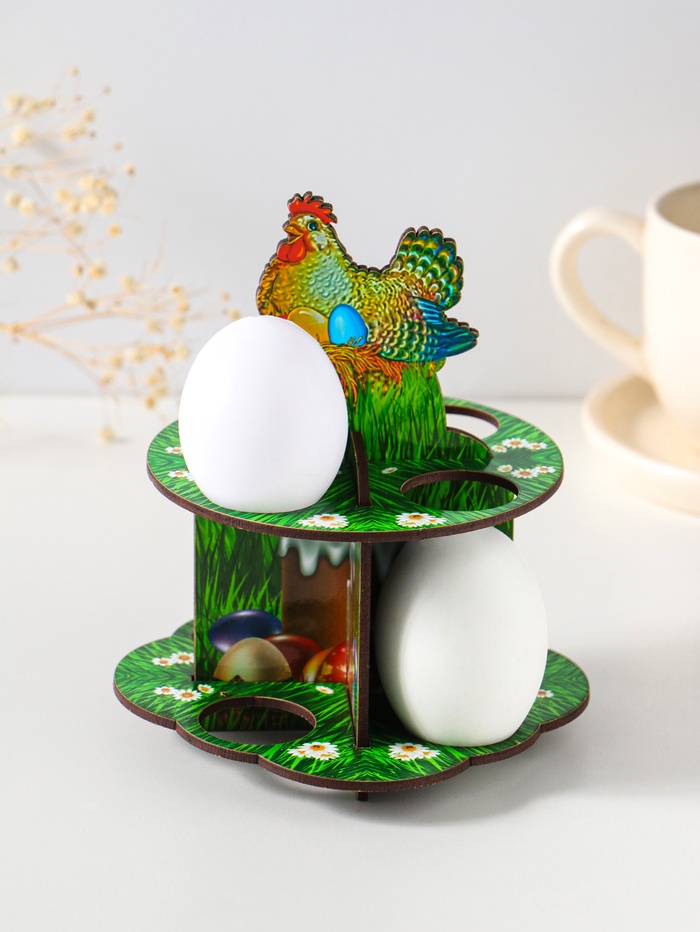 Подставка для 8 яиц в двух ярусах «Курочка ряба», 15.5×12.5 см