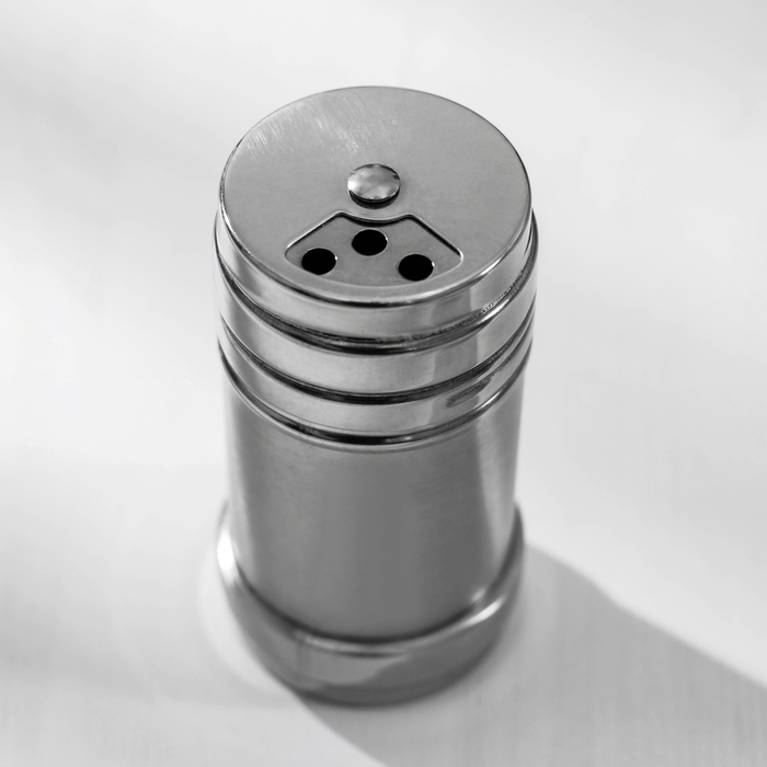 Солонка «Металлик», 120 мл, 4.3×8 см, нержавеющая сталь, серебристая
