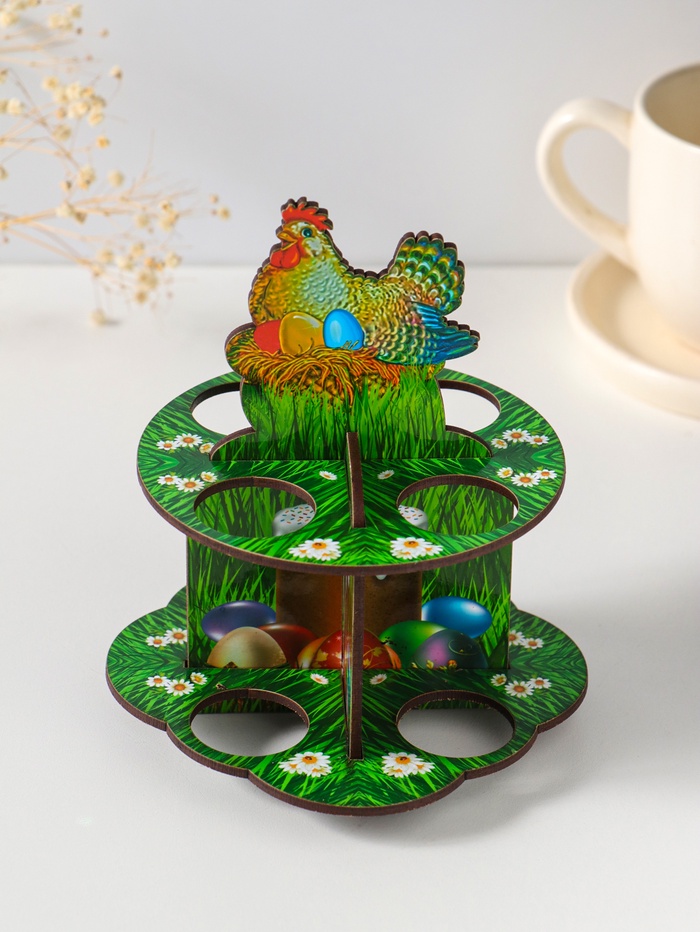 Подставка для 8 яиц в двух ярусах «Курочка ряба», 15.5×12.5 см