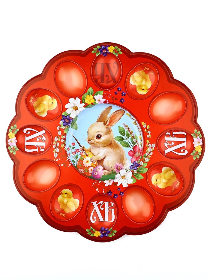 Подставка для 12 яиц и кулича «Кролик» на пасху, 30×30 см