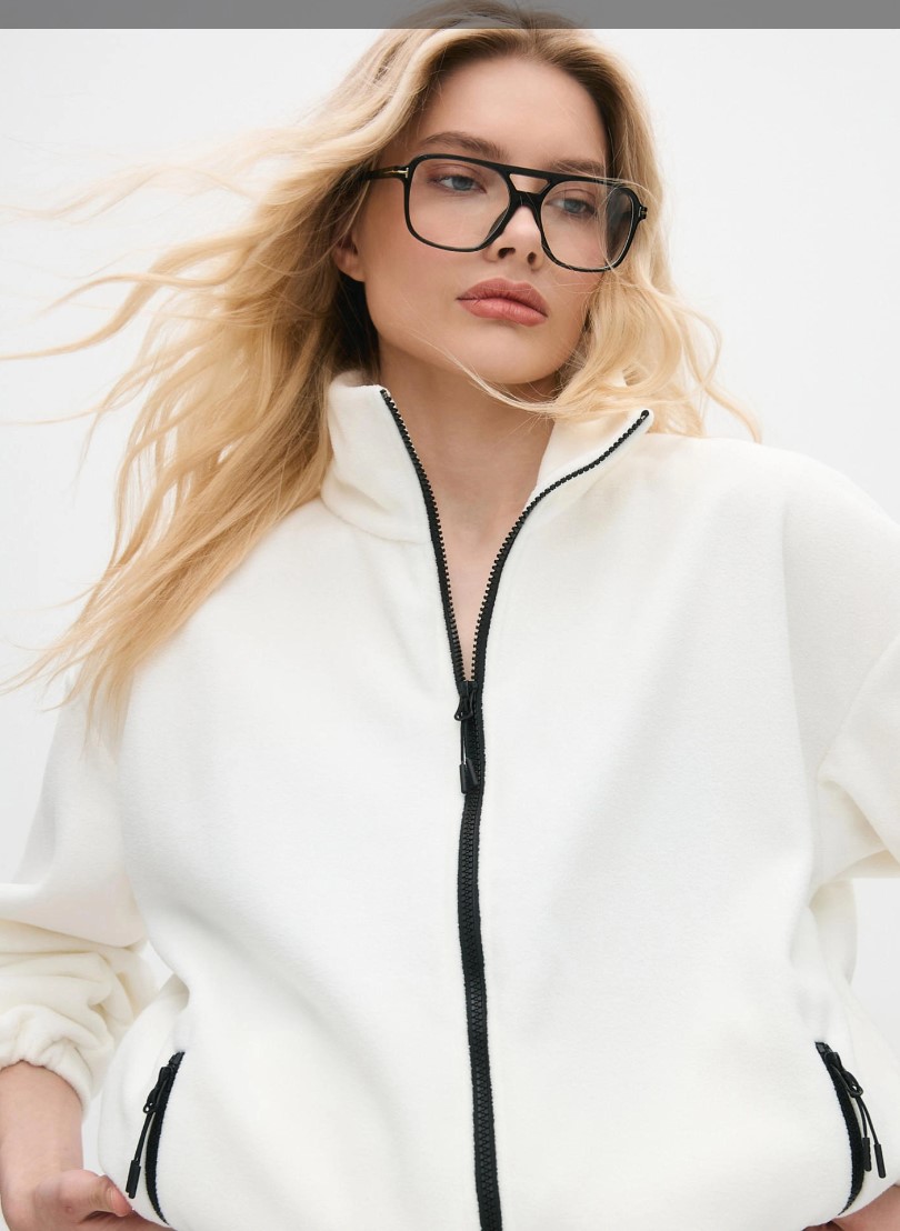 Толстовка oversize 26234-545 флис Молочный