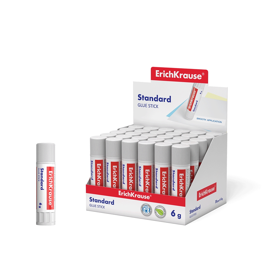 Клей-карандаш ErichKrause® Standard, 6г (в коробке-дисплее по 30 шт.)