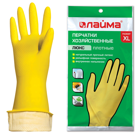 Перчатки хозяйственные латексные ЛАЙМА