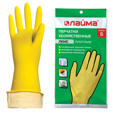 Перчатки хозяйственные латексные ЛАЙМА