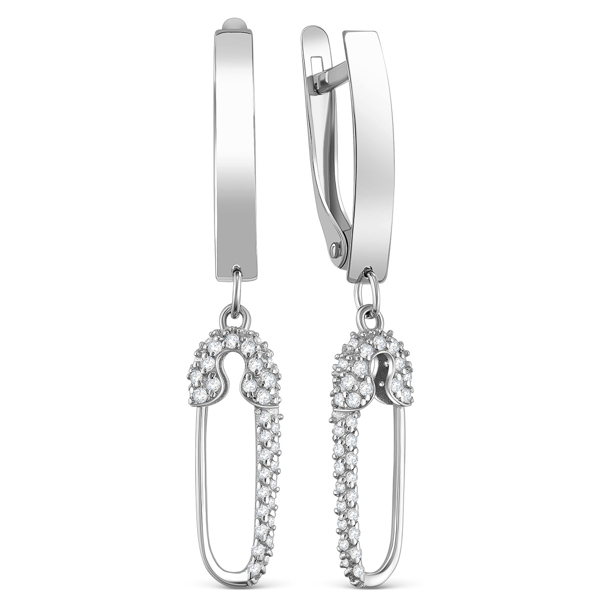 Серьги из серебра с фианитами родированные 925 пробы 421-10-445р