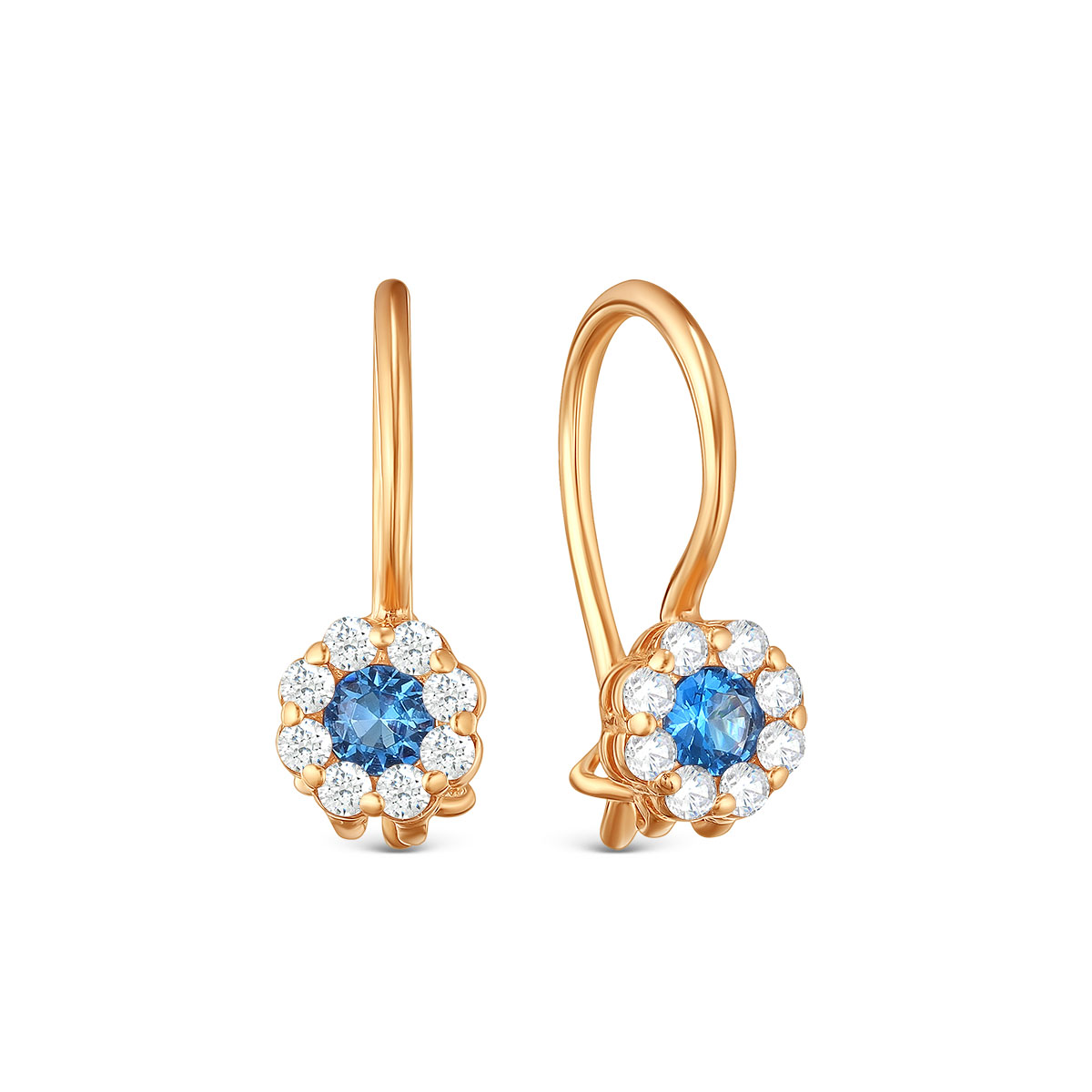 Серьги детские из золочёного серебра с фианитами 925 пробы п8-981-2з202