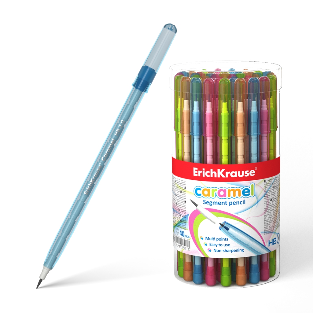 Карандаш сегментный ErichKrause® Caramel 1.5 мм, НВ (в тубусе по 40 шт.)