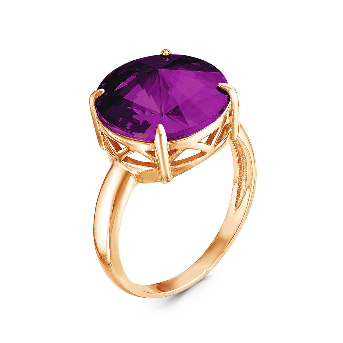Кольцо из золочёного серебра с кристаллом Swarovski 925 пробы 0042к-204з