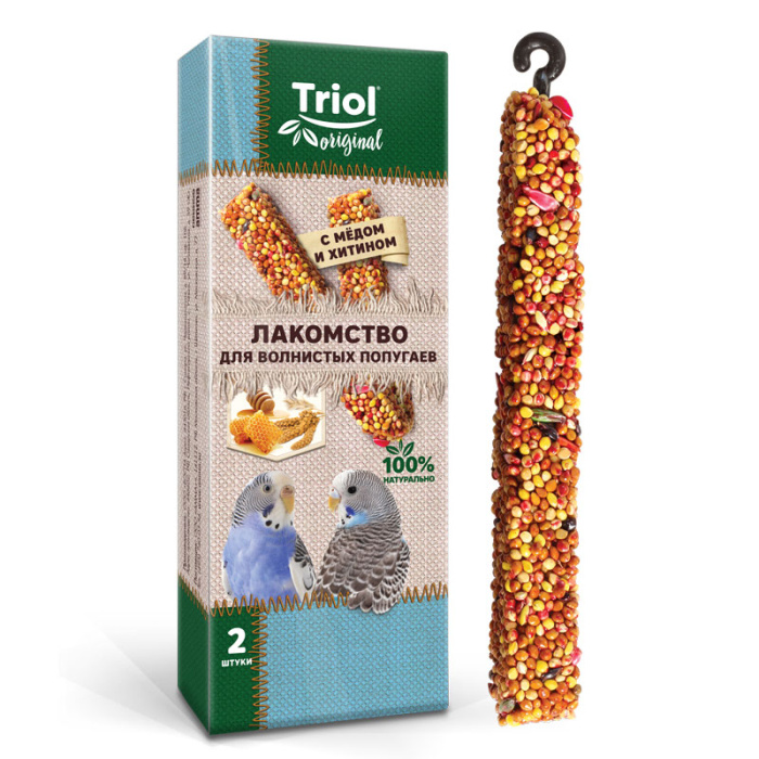 Triol ORIGINAL палочки для Волнистых попугаев с Мёдом и Хитином 2шт. 50 г