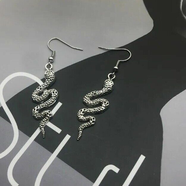 Серьги из стали змея, цвет серебристый, арт.018.551