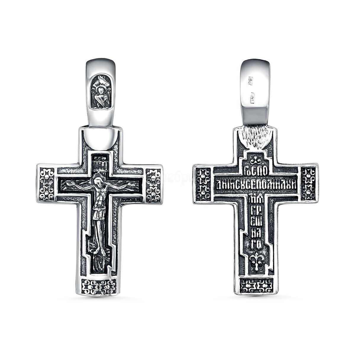 Крест из чернёного серебра - 3,8 см 925 пробы 2-360ч