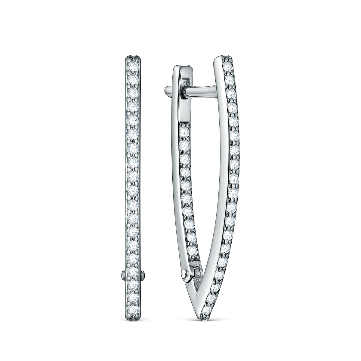 Серьги из серебра с фианитами родированные 925 пробы 11-1972р